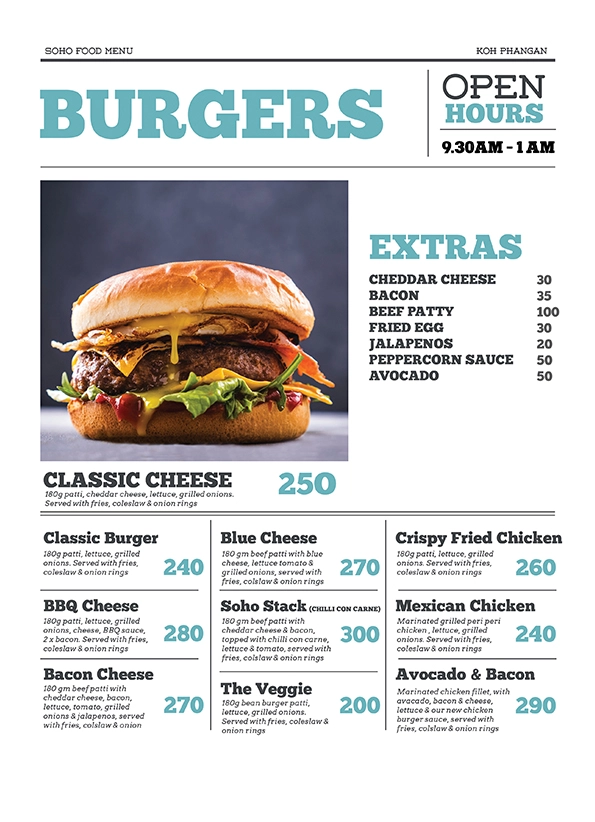 Burgers at soho sportsbar koh phangan